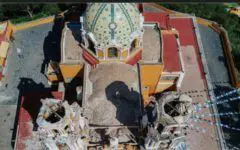 Daños a la cúpula de la Iglesia de los Remedios de Cholula tras el terremoto de septiembre de 2017