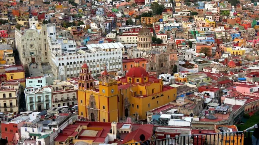 La ciudad de Guanajuato desde el aire