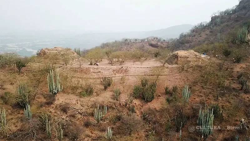 Vista aérea de la zona arqueológica de Quiotepec INAH
