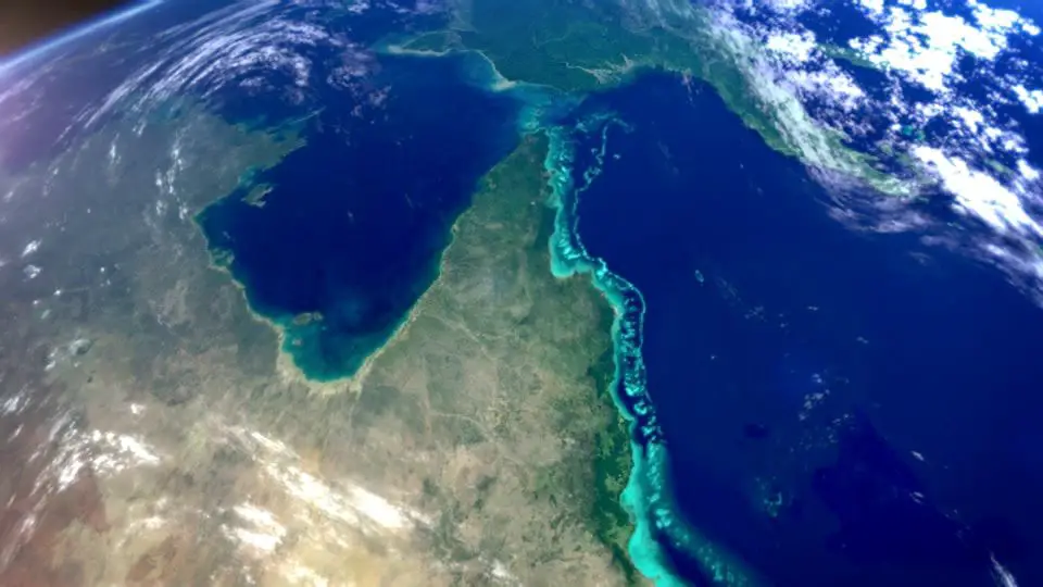 Foto de satélite de Australia y la Gran Barrera de Coal