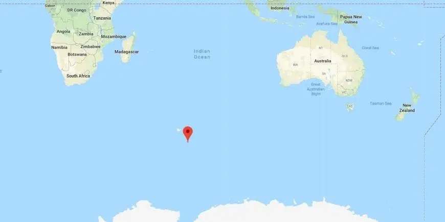 Punto señalando las Islas Heard y McDonald en un mapa