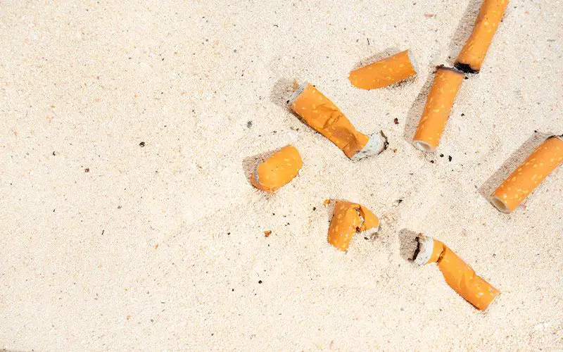Colillas de cigarro basura playa