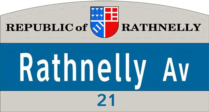 Placa anunciando una calle de la República de Rathnelly en Toronto