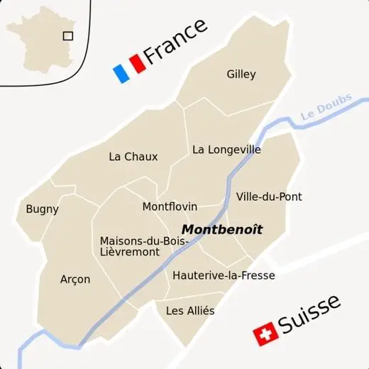 Los municipios del valle de Saugeais entre Francia y Suiza