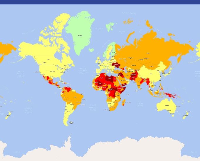 Mapa de inseguridad para viajeros 2023