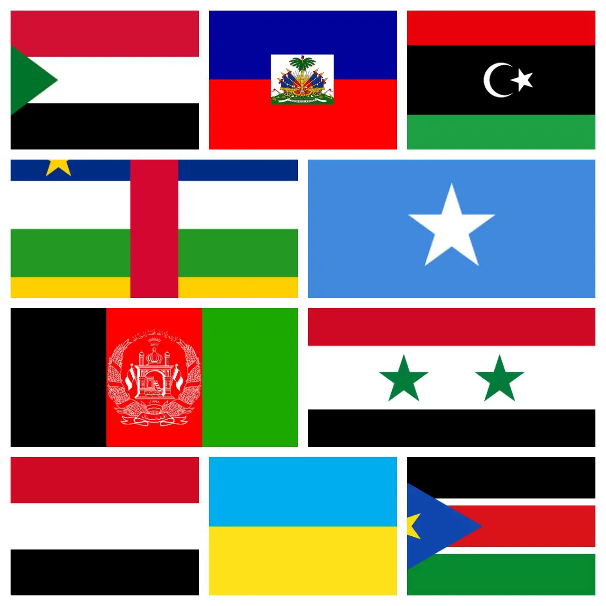 Banderas de los países más peligrosos del mundo en 2024
