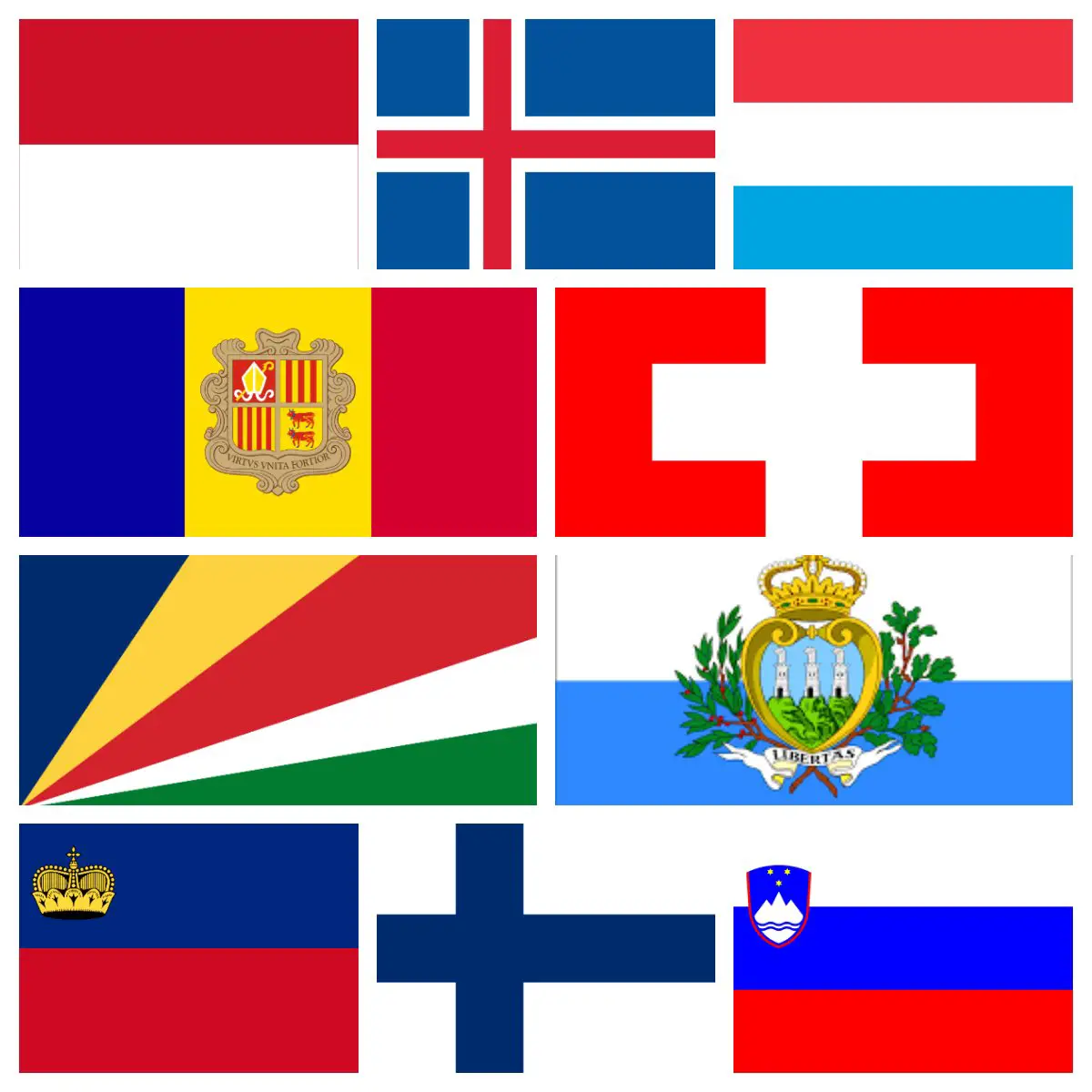 Banderas de los países más seguros del mundo en 2024